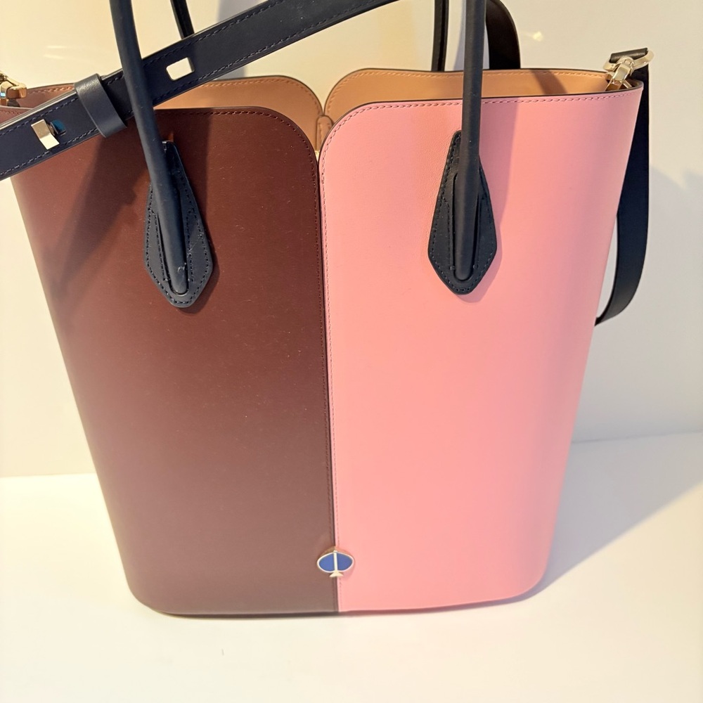 RARE ♠️ KATE SPADE NICOLA COLOR BLOCK LARGE TOTE BAG♠️ includes crossbody strap - Picture 6 of 7